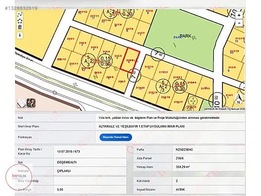 Döşemealtı Çıplaklı'da Satılık İmarlı Villa Arsası 7
